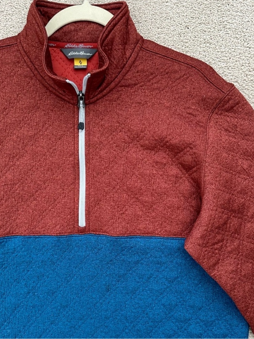 Eddie Bauer Fall 1/4 Zip Colorblock Lightweight Quilted Sweatshirt Jacket